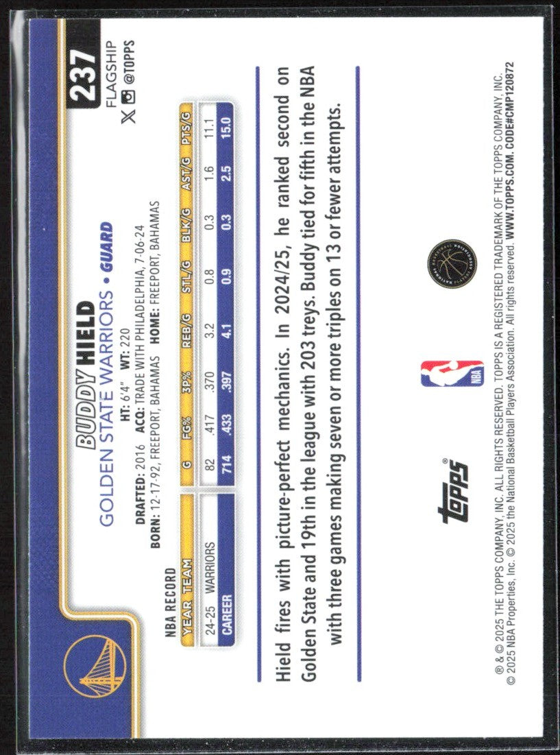 Buddy Hield 2025 Topps Holofoil #237 Golden State Warriors