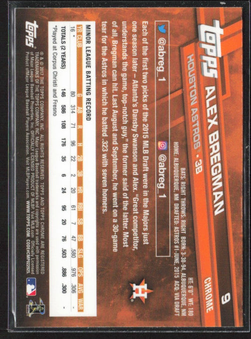 Alex Bregman 2017 Topps Chrome RC #9 Houston Astros