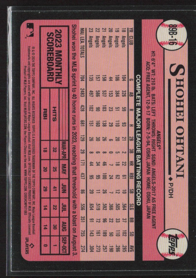 Shohei Ohtani 2024 Topps 1989 Topps #89B-16 Los Angeles Angels