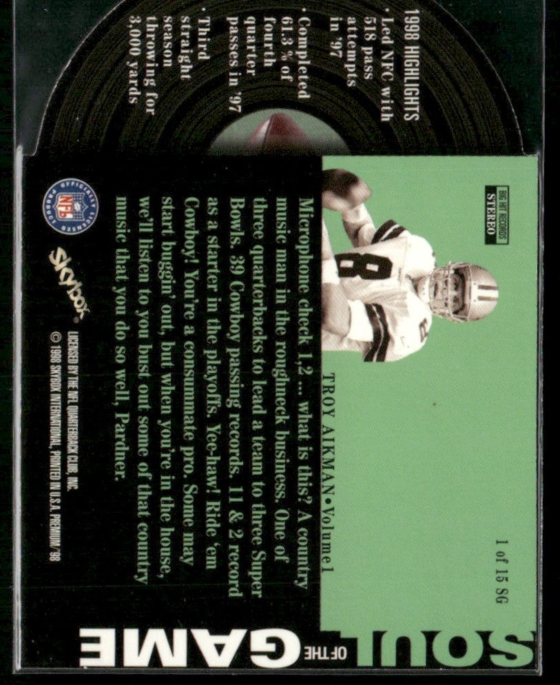 Troy Aikman 1998 Skybox Premium Soul of the Game #1SG Dallas Cowboys