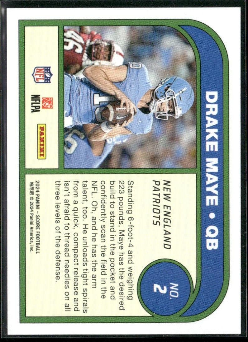 Drake Maye 2024 Panini Score Protential RC #2 New England Patriots
