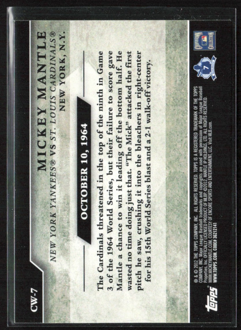 Mickey Mantle 2012 Topps Classic Walk-Offs #CW-7 New York Yankees