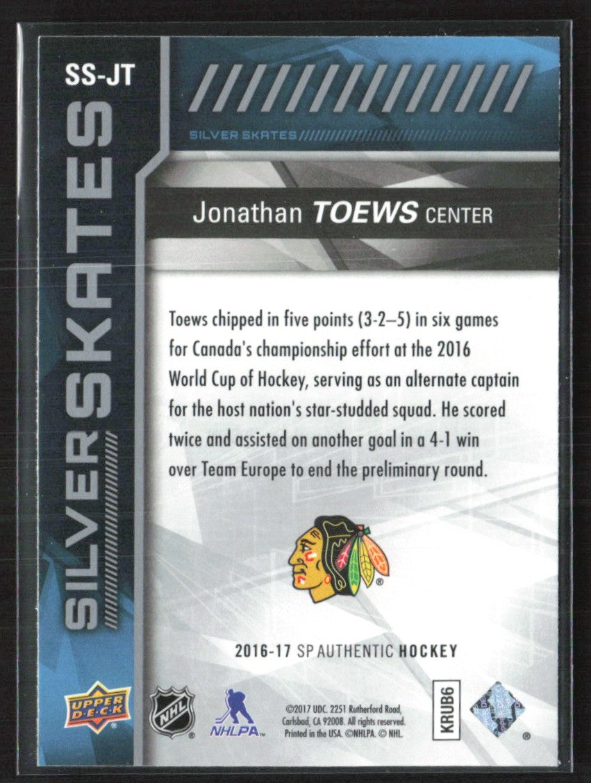 Jonathan Toews 2016 SP Authentic Silver Skates #SS-JT Chicago Blackhawks