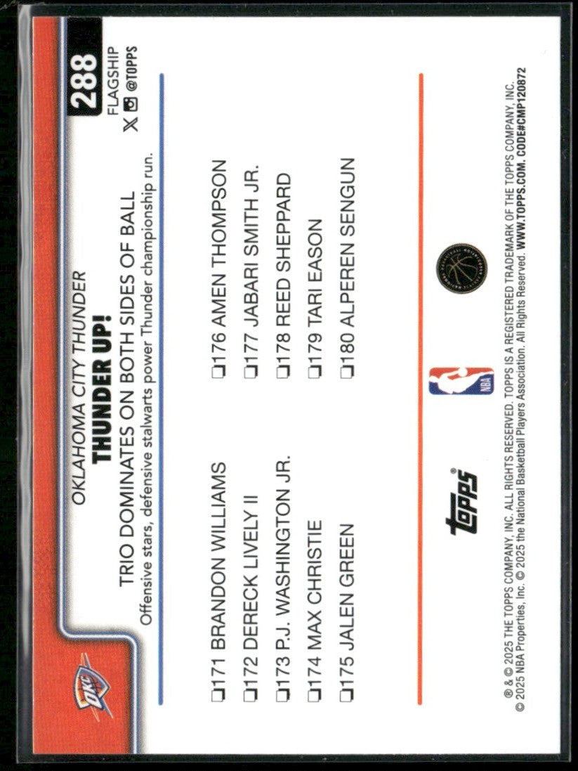 Thunder Up!: Trio Dominates On Both Sides Of Ball 2025 Topps Season Tip Off #288