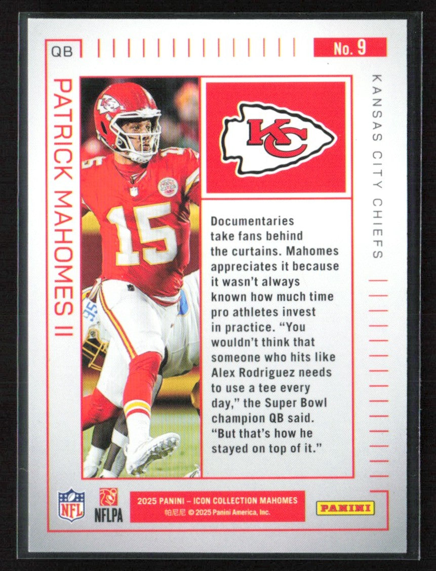 Patrick Mahomes II 2025 Panini Icon Collection #9 Kansas City Chiefs