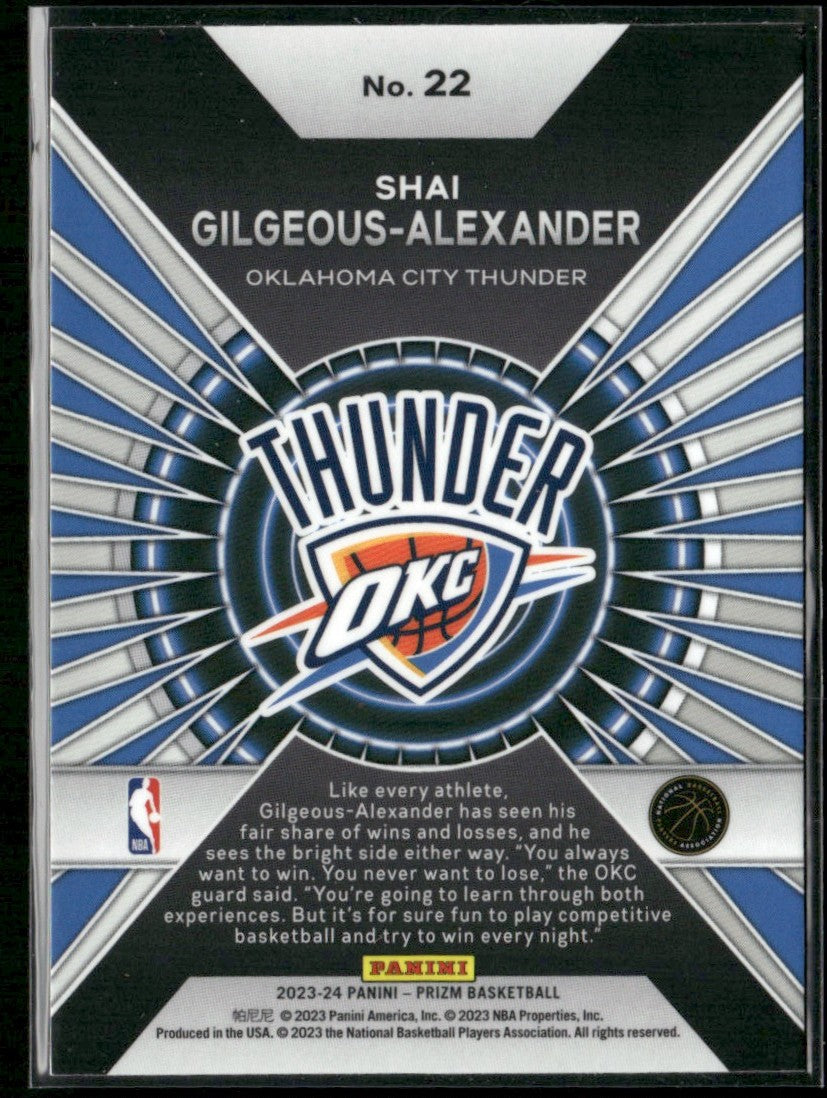Shai Gilgeous-Alexander 2023 Panini Prizm Dominance #22 Oklahoma City Thunder