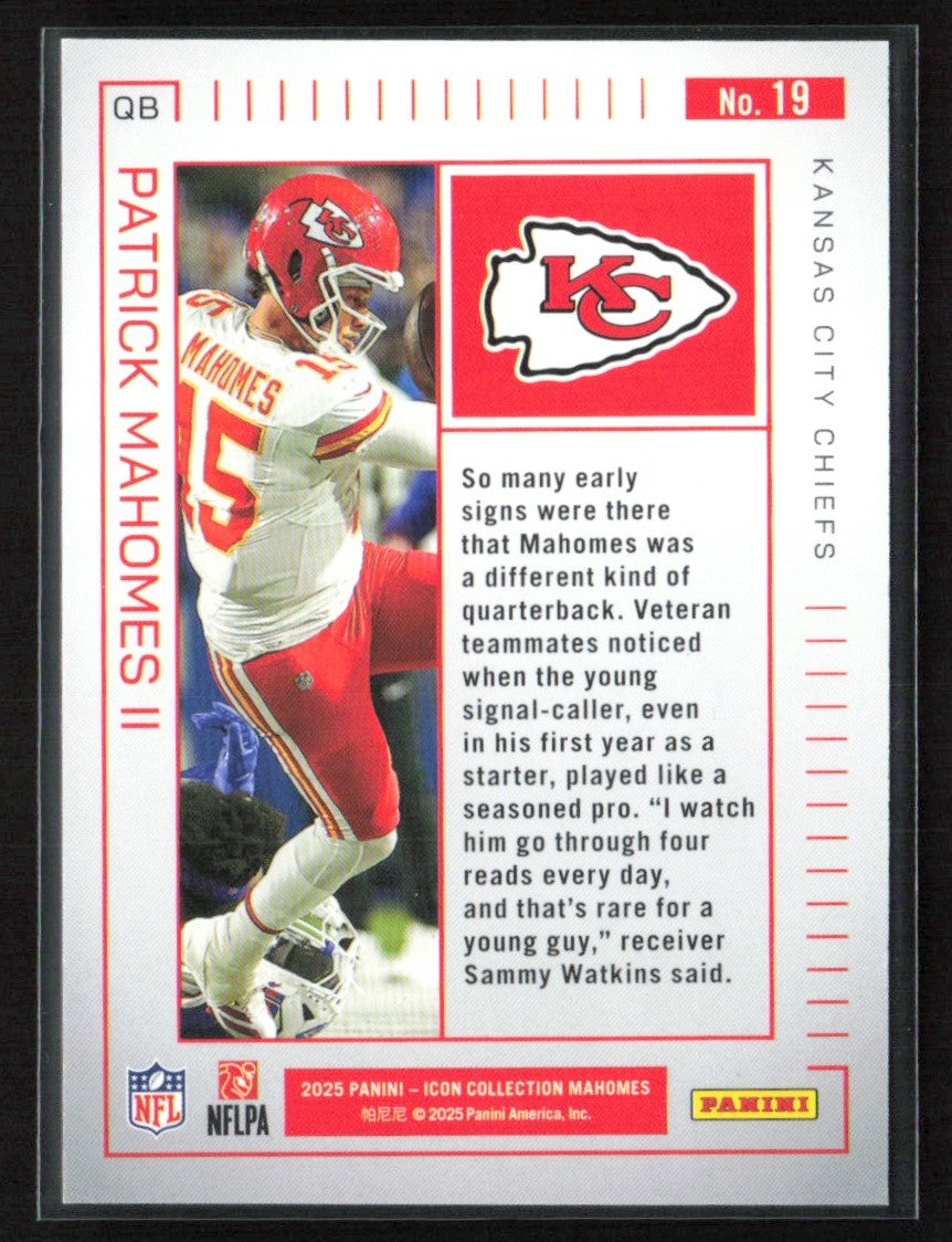 Patrick Mahomes II 2025 Panini Icon Collection #19 Kansas City Chiefs