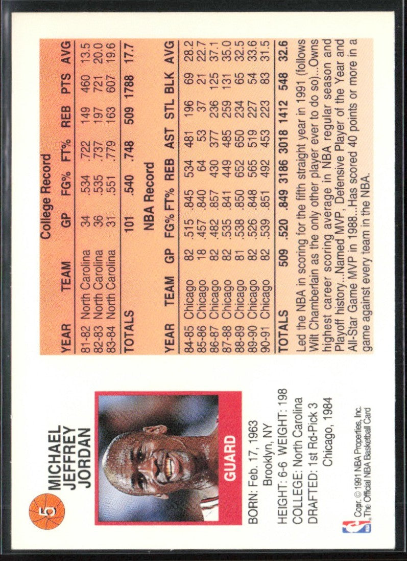 Michael Jordan 1991 NBA Hoops #5 Chicago Bulls