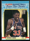Patrick Ewing 1988 Fleer Stickers #5 New York Knicks