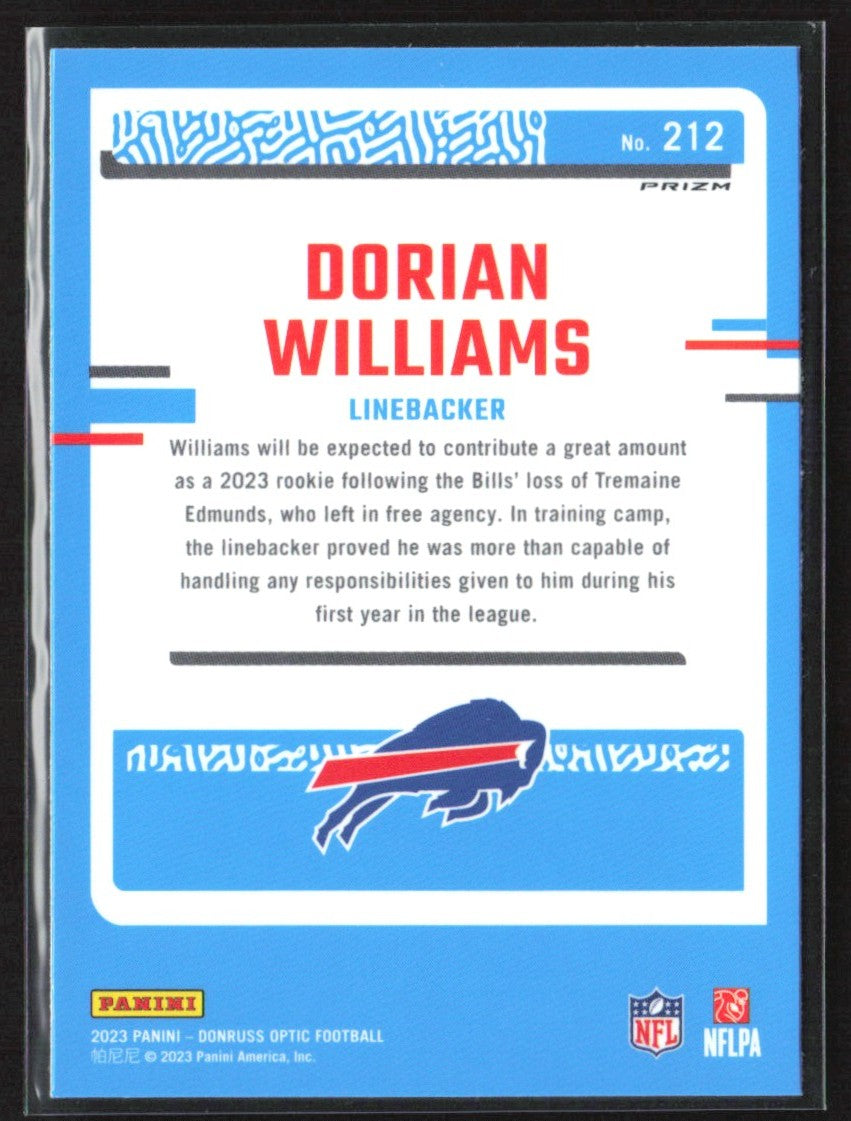Dorian Williams 2023 Donruss Optic Blue Scope RC #212 Buffalo Bills
