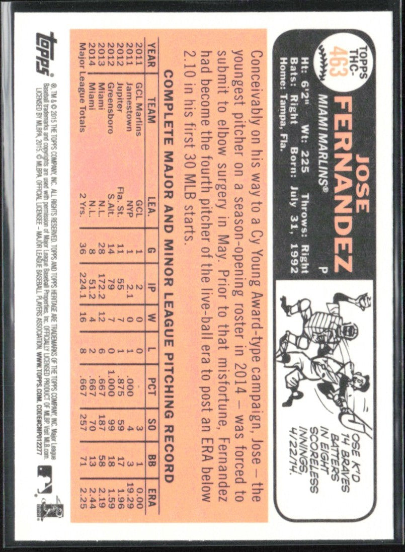Jose Fernandez 2015 Topps Heritage Chrome Foil #THC-463 Miami Marlins