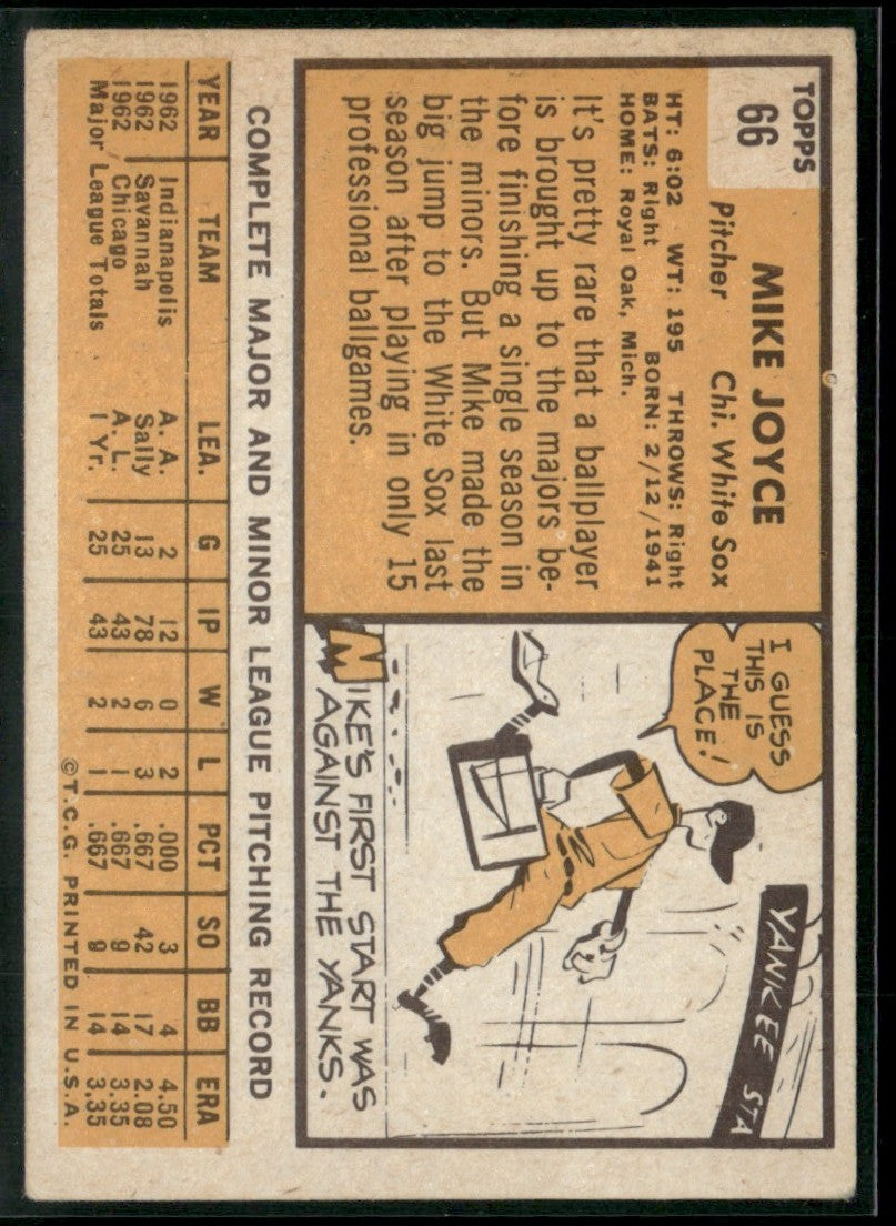 Mike Joyce 1963 Topps RC #66 Chicago White Sox