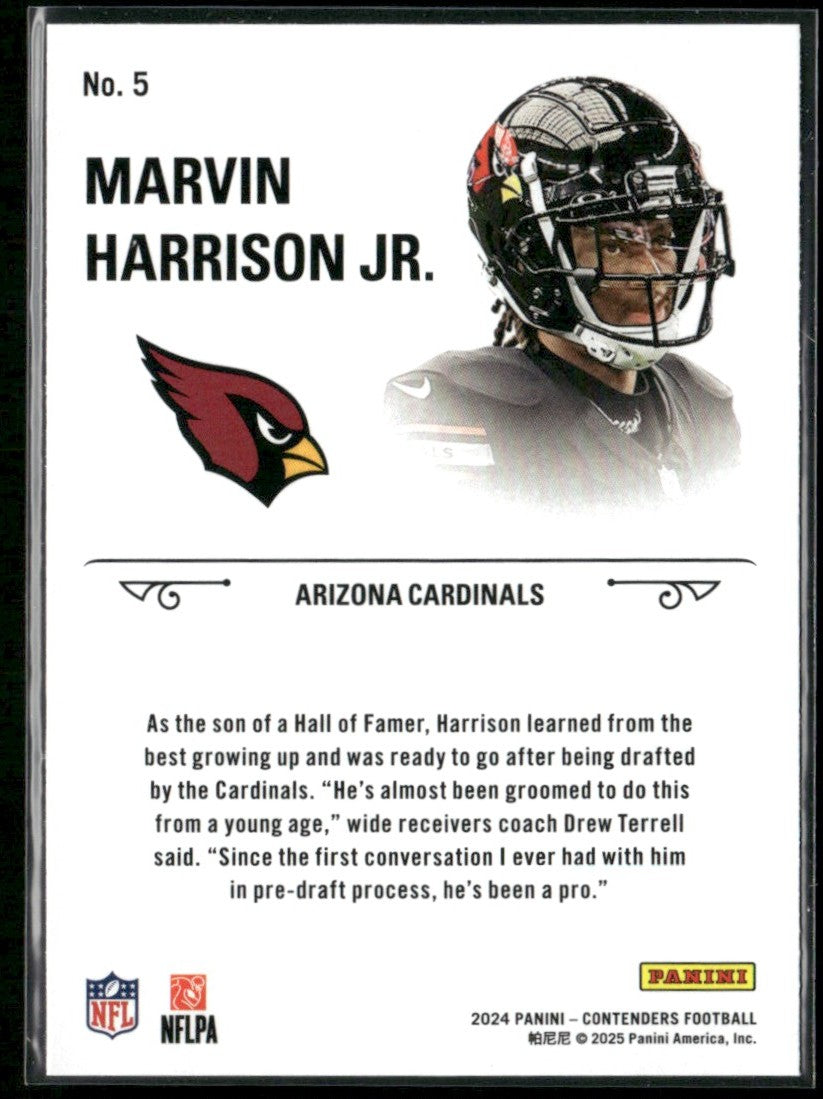 Marvin Harrison Jr. 2024 Panini Contenders Rookie Stallions RC #5