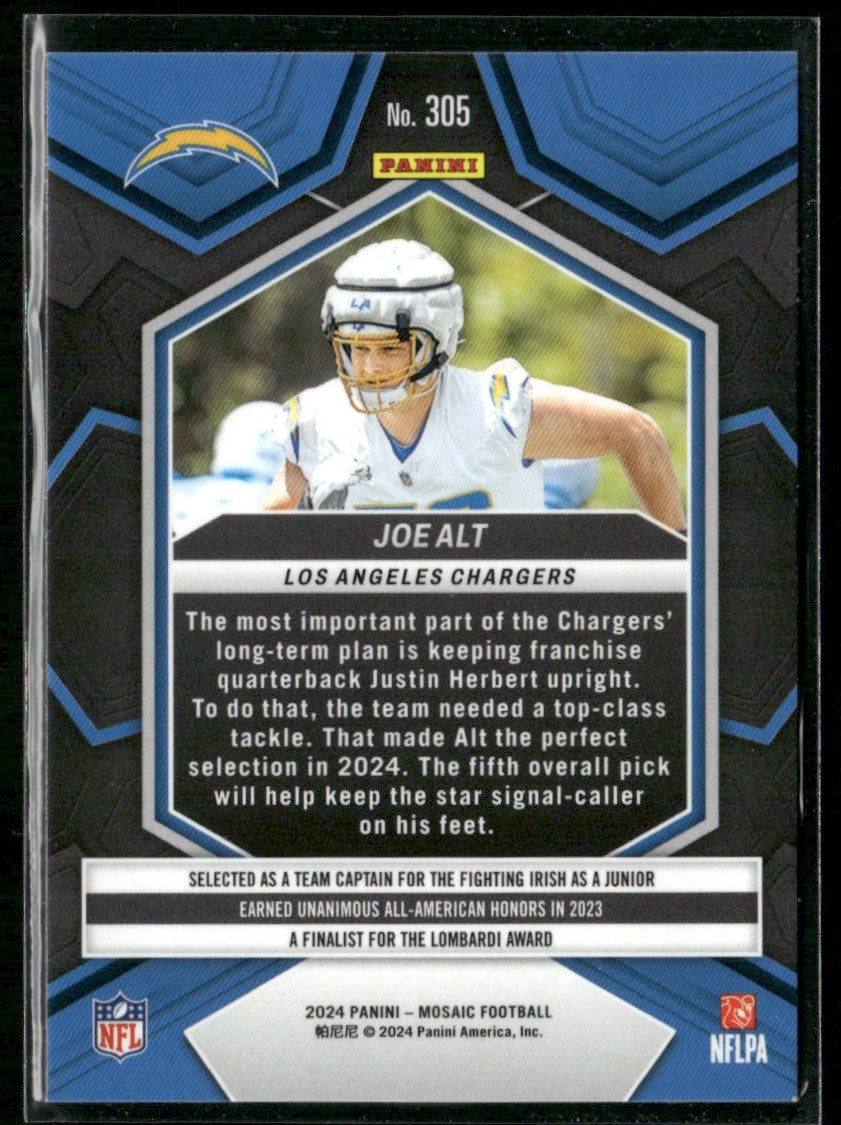 Joe Alt 2024 Panini Mosaic RC #305 Los Angeles Chargers