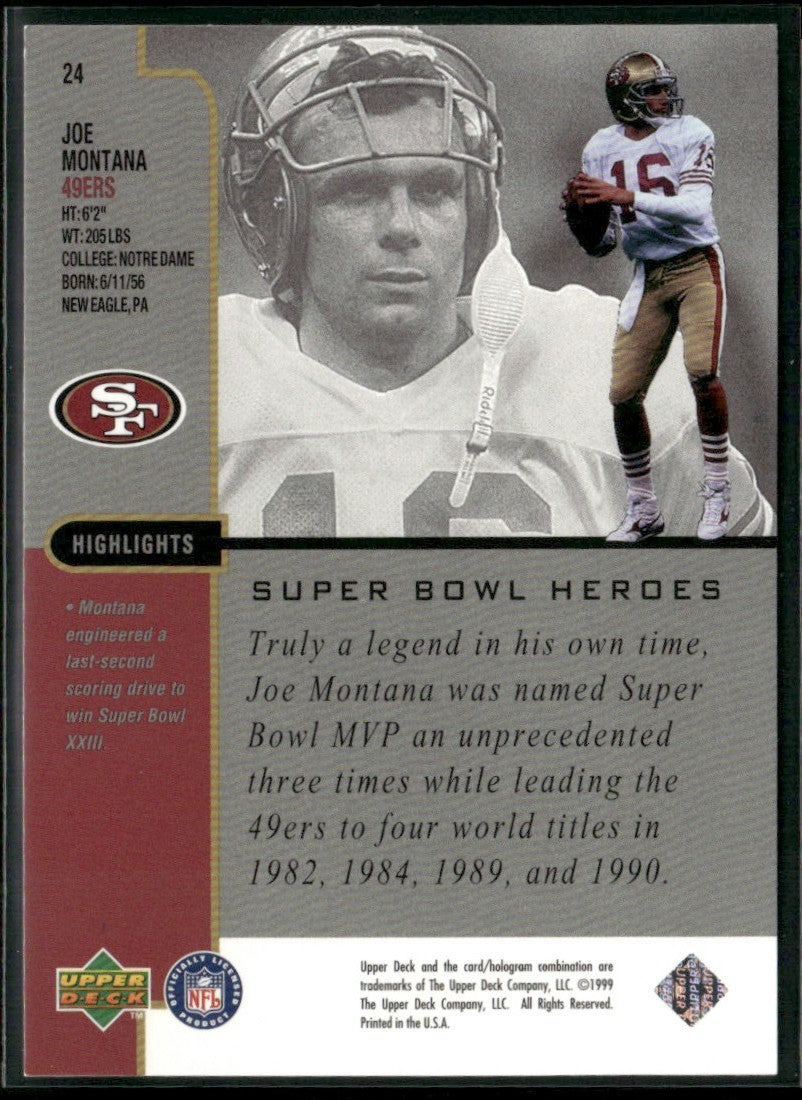 Joe Montana 1999 Upper Deck Super Bowl XXXIII #24 San Francisco 49ers