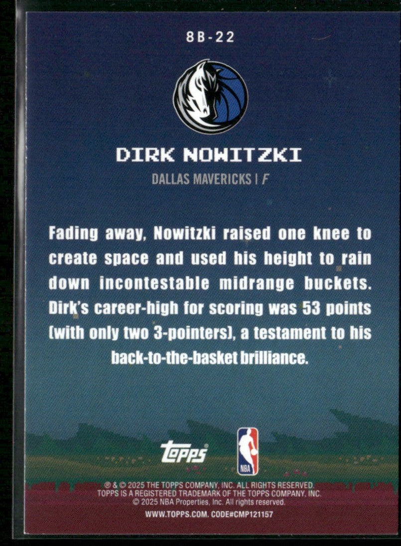 Dirk Nowitzki 2025 Topps 8-Bit Ballers #8B-22 Dallas Mavericks