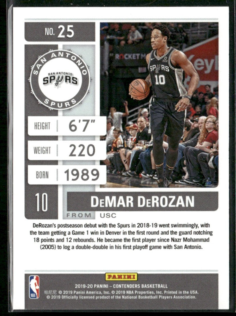 DeMar DeRozan 2019 Panini Contenders Conference Finals Ticket /125 #25