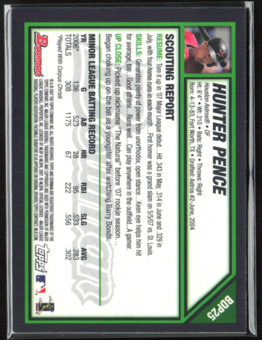Hunter Pence 2007 Bowman Draft Gold RC #BDP25 Houston Astros