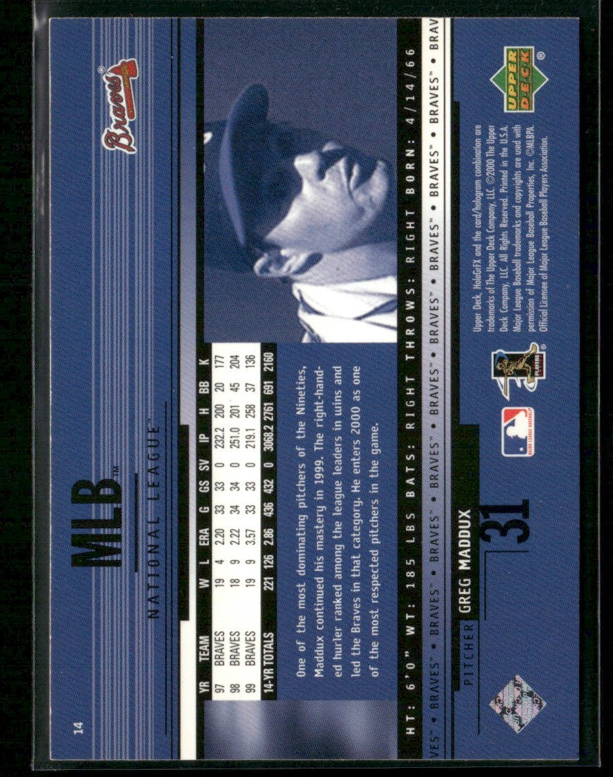 Greg Maddux 2000 Upper Deck HoloGrFX #14 Atlanta Braves