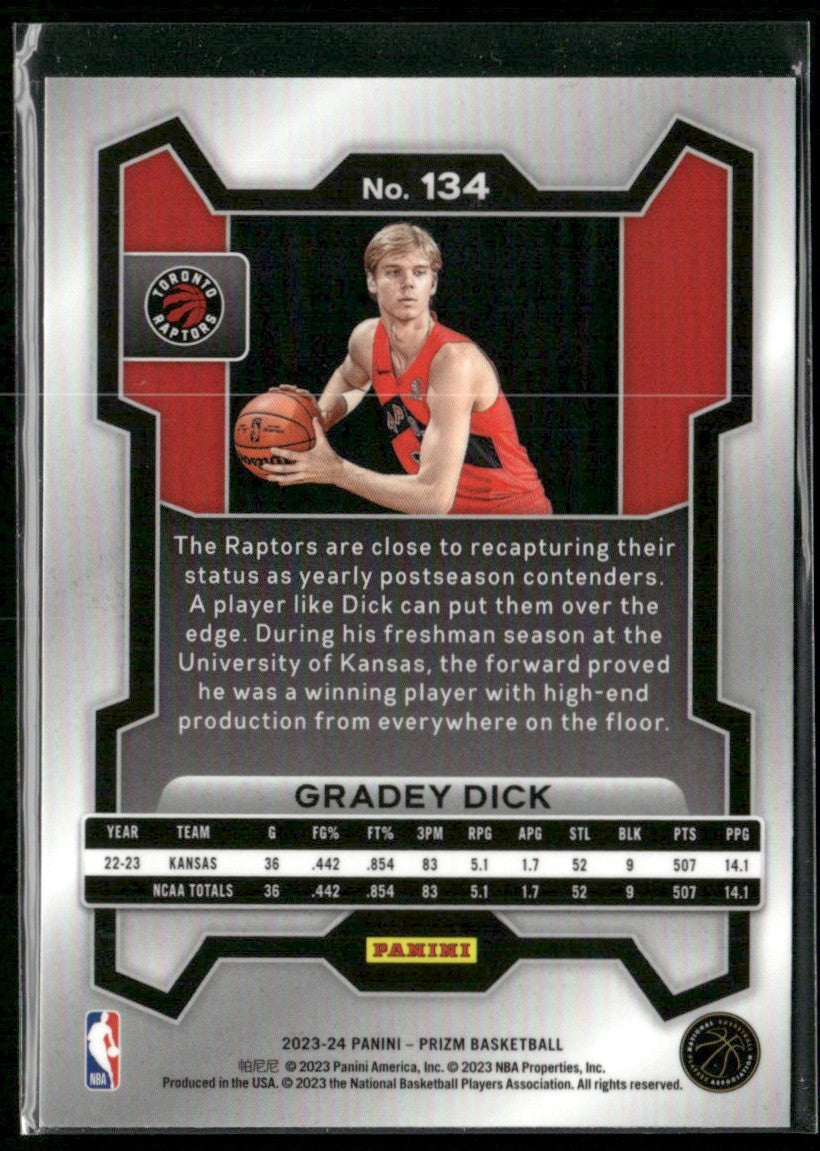 Gradey Dick 2023 Panini Prizm RC #134 Toronto Raptors