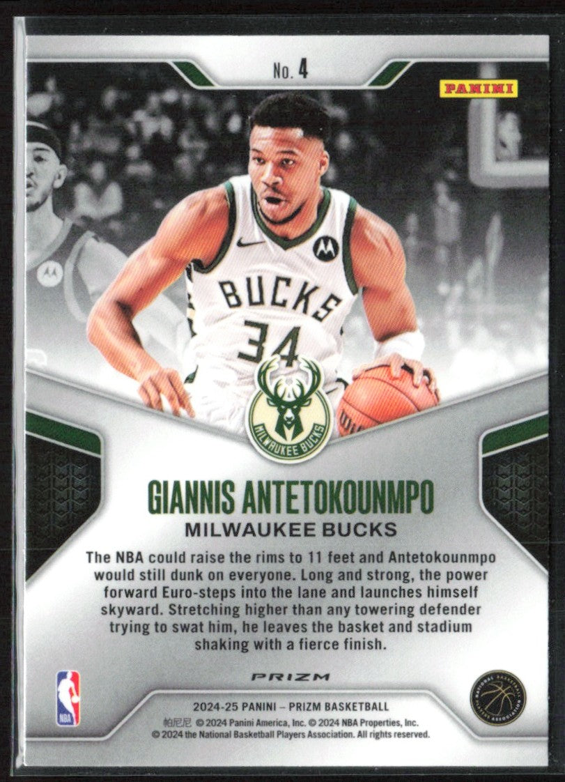 Giannis Antetokounmpo 2024 Panini Prizm Dominance Green #4 Milwaukee Bucks