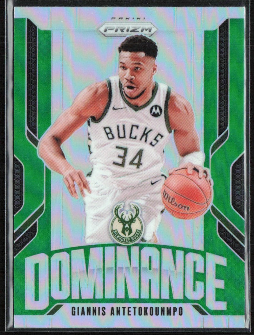 Giannis Antetokounmpo 2024 Panini Prizm Dominance Green #4 Milwaukee Bucks