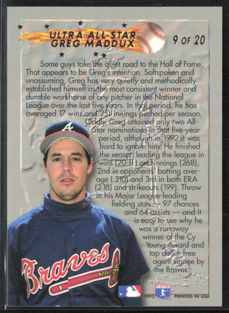 Greg Maddux 1993 Fleer Ultra All-Stars #9 Atlanta Braves