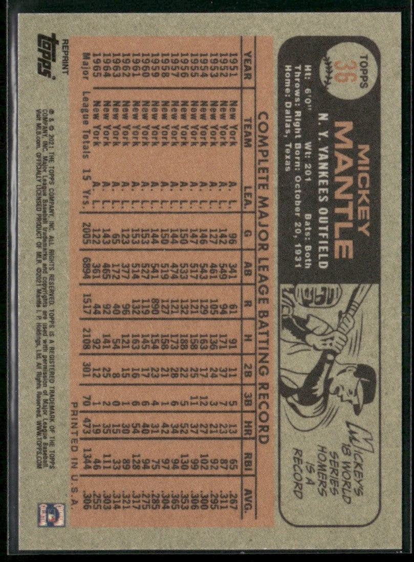 Mickey Mantle 2021 Topps #36 New York Yankees