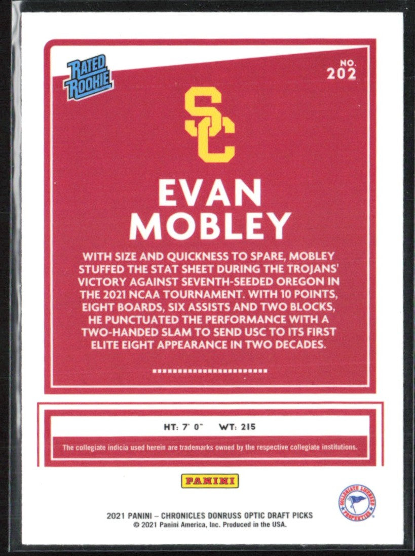 Evan Mobley 2021 Panini Chronicles Draft Picks RC #202 USC Trojans