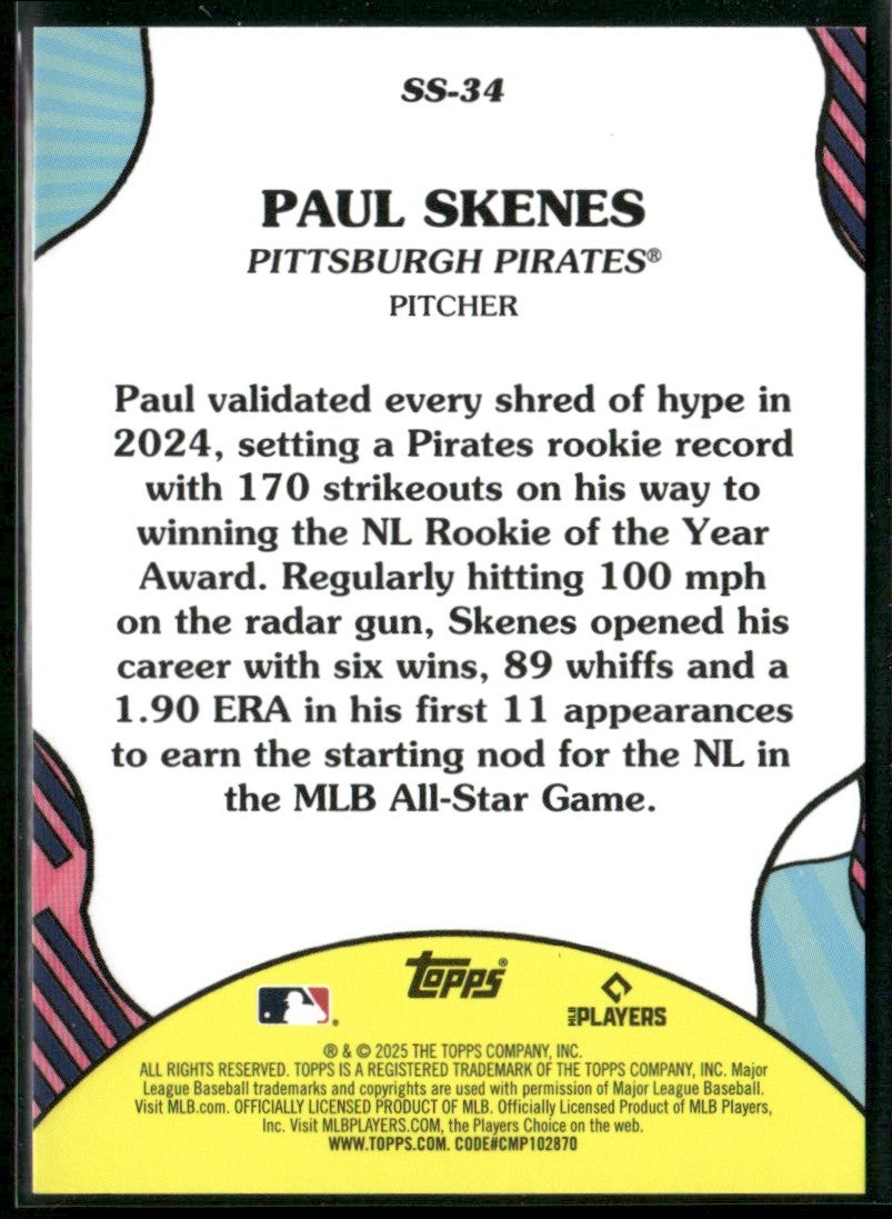 Paul Skenes 2025 Topps Summer Superstars #SS-34 Pittsburgh Pirates