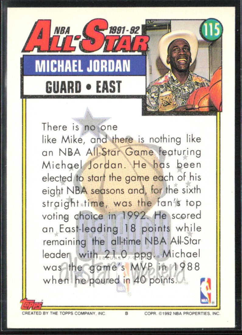 Michael Jordan 1992 Topps #115 Chicago Bulls