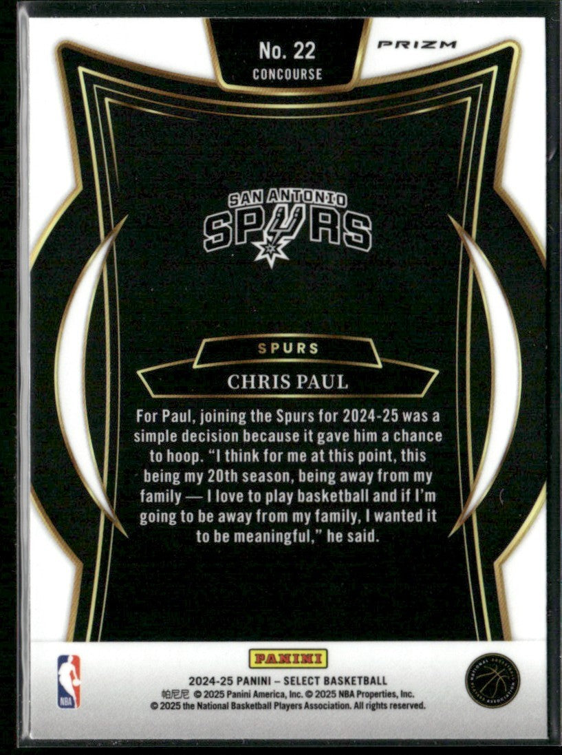 Chris Paul 2024 Panini Select Silver Prizm #22 San Antonio Spurs