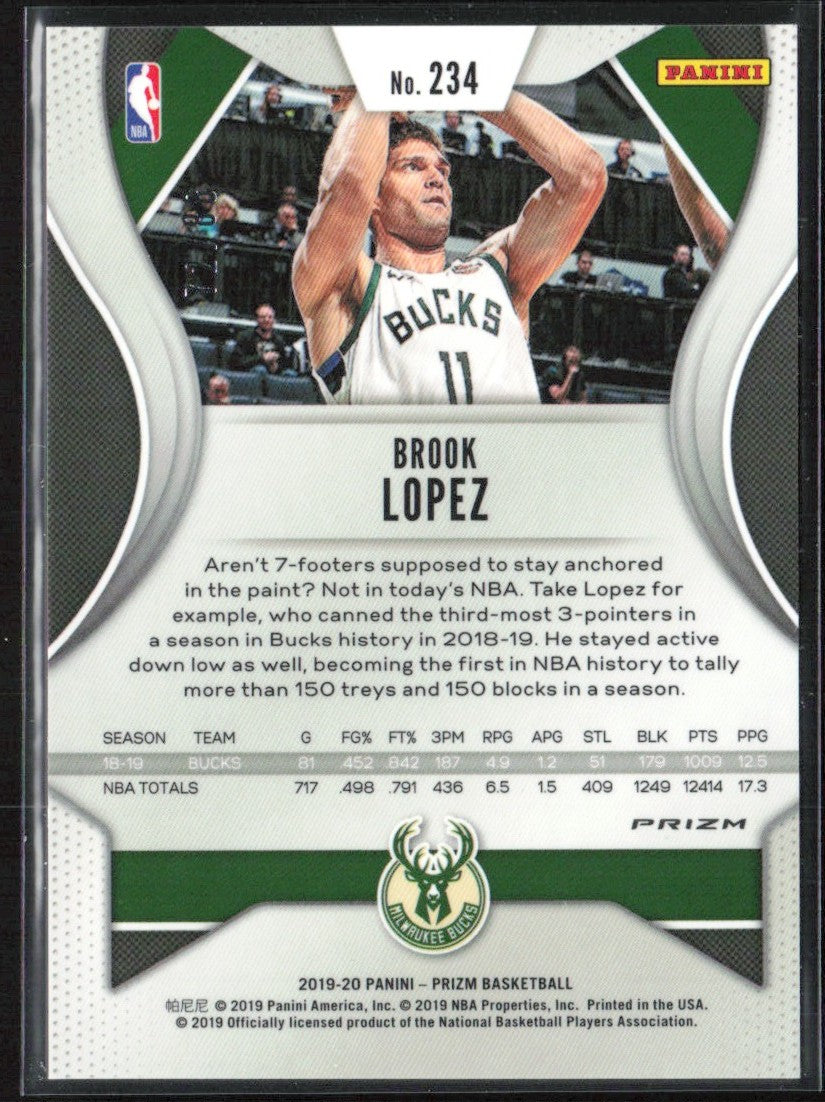 Brook Lopez 2019 Panini Prizm Choice Red /88 #234 Milwaukee Bucks