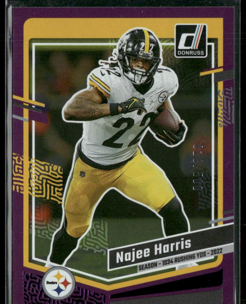 Najee Harris 2023 Donruss Season Stat Line /500 #252 Pittsburgh Steelers
