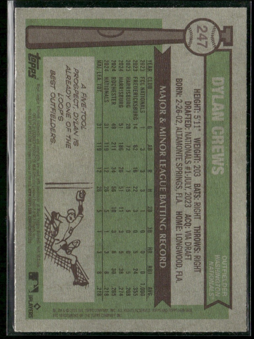 Dylan Crews 2025 Topps Heritage RC #247 Washington Nationals