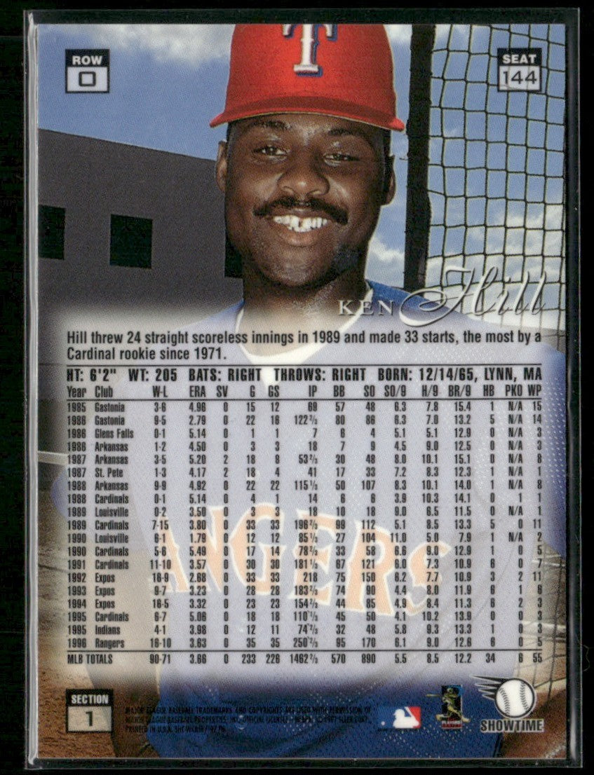 Ken Hill 1997 Fleer Skybox Showcase Row 0 #144 Texas Rangers