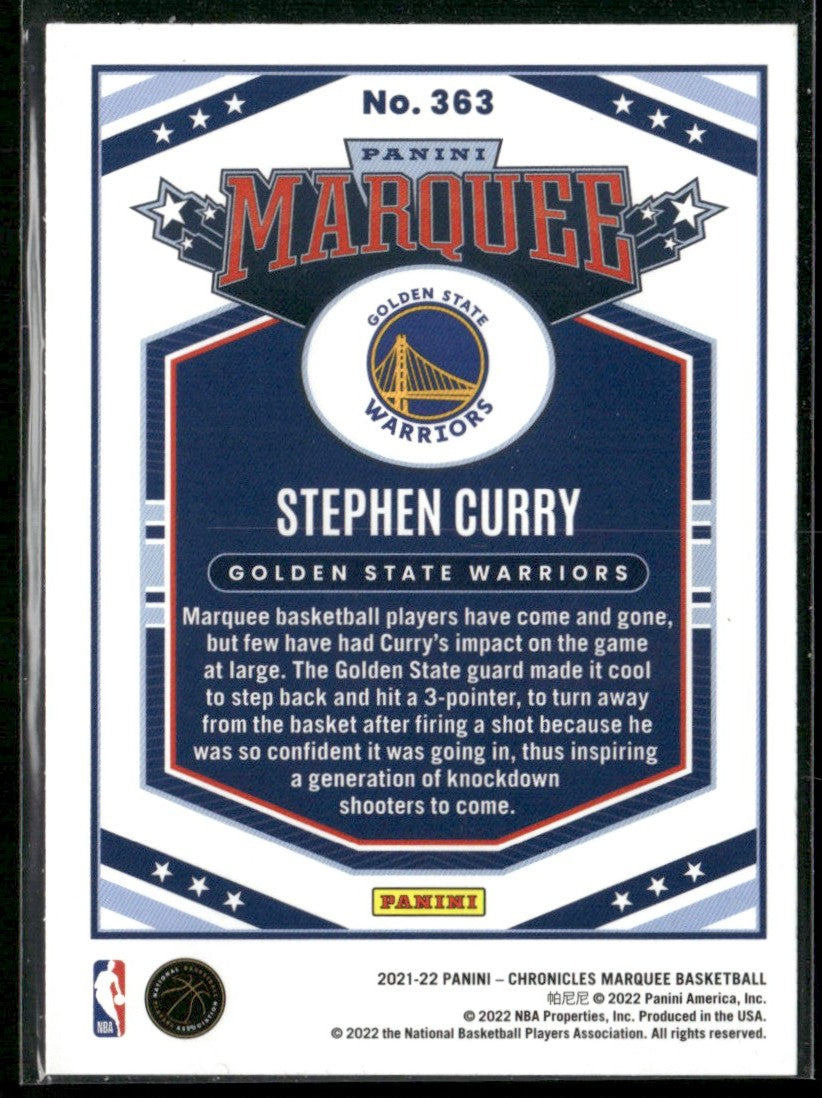 Stephen Curry 2021 Panini Chronicles Marquee #363 Golden State Warriors