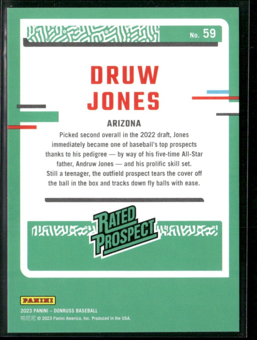 Druw Jones 2023 Donruss Holo Red /2023 #59 Arizona Diamondbacks
