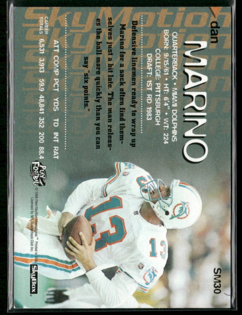 Dan Marino 1996 SkyBox SkyMotion #SM30 Miami Dolphins