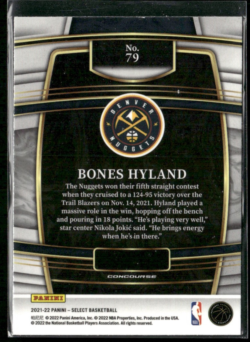 Bones Hyland 2021 Panini Select Concourse RC #79 Denver Nuggets