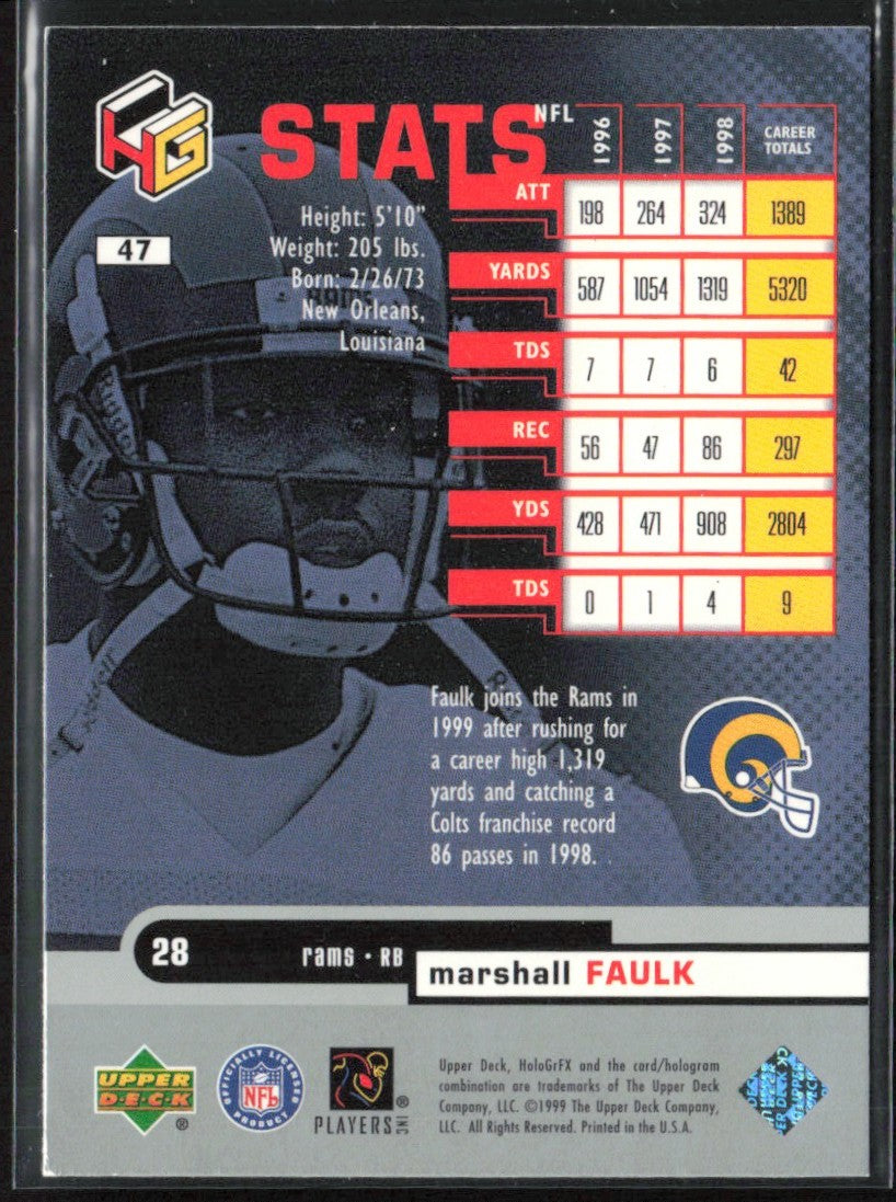 Marshall Faulk 1999 Upper Deck HoloGrFX #47 St. Louis Rams