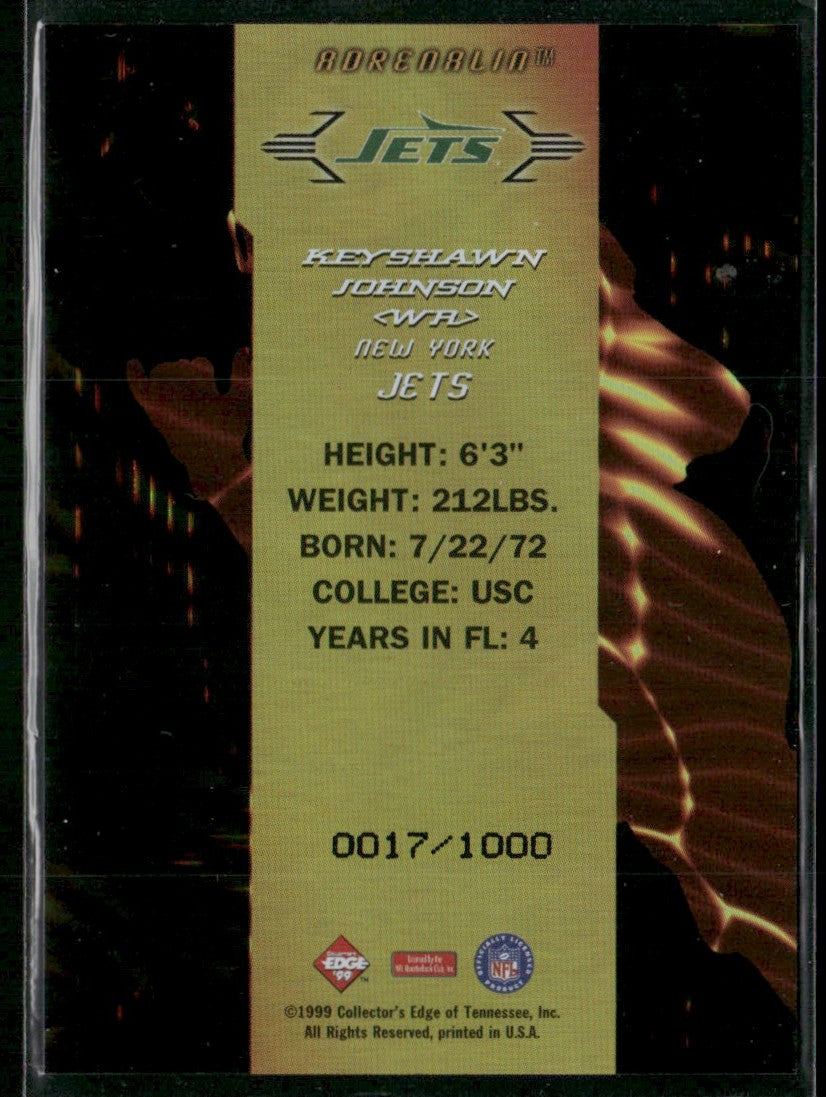 Keyshawn Johnson 1999 Collector's Edge 1st Place Adrenalin /1000 #A15