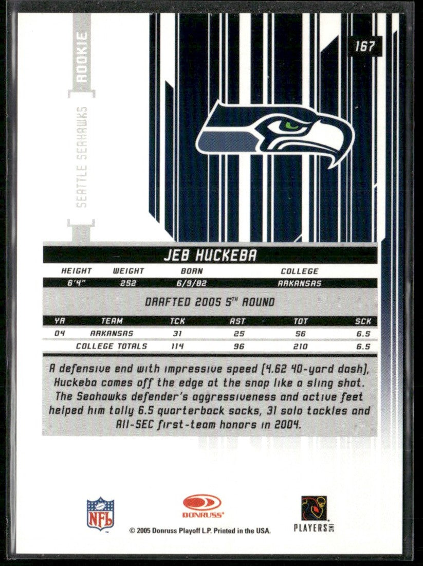 Jeb Huckeba 2005 Leaf Rookies & Stars Longevity /999 #167 Seattle Seahawks