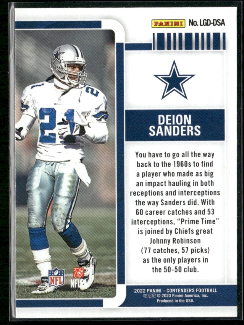 Deion Sanders 2022 Panini Contenders Legendary Green #LGD-DSA Dallas Cowboys