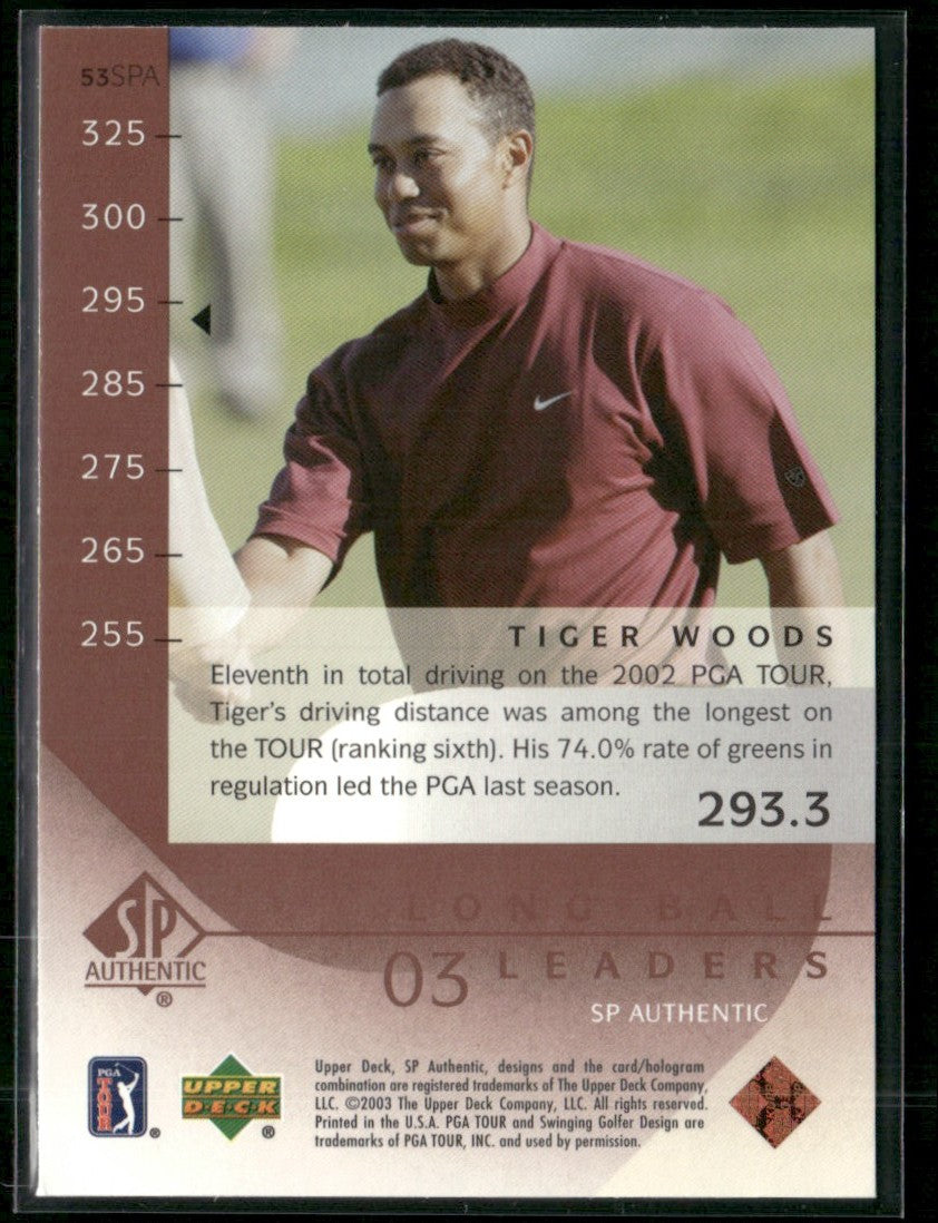 Tiger Woods 2003 SP Authentic Long Ball Leaders #53