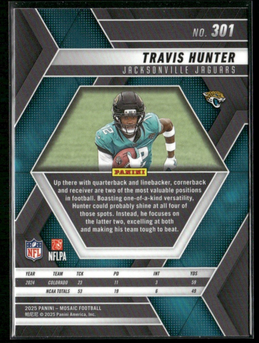 Travis Hunter 2025 Panini Mosaic RC #301 Jacksonville Jaguars