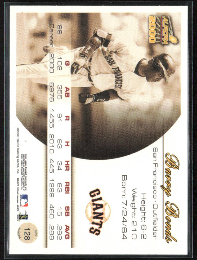Barry Bonds 2000 Pacific Aurora #128 San Francisco Giants