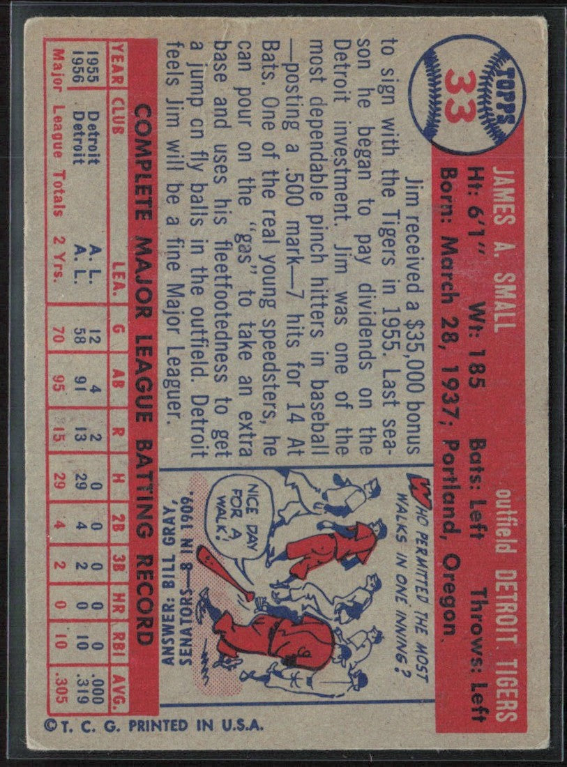 Jim Small 1957 Topps #33 Detroit Tigers