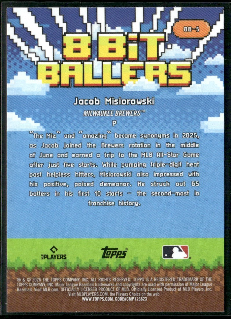Jacob Misiorowski 2026 Topps 8 Bit Ballers RC #8B-5 Milwaukee Brewers