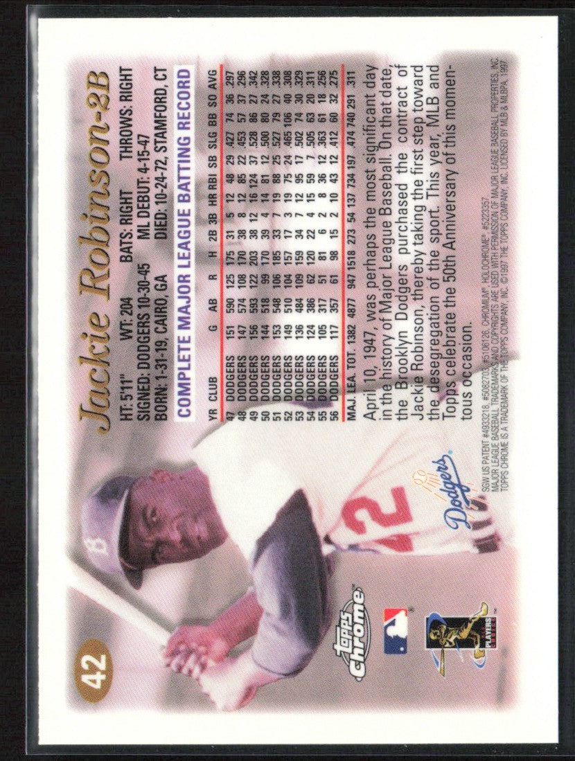 Jackie Robinson 1997 Topps Chrome #42 Brooklyn Dodgers